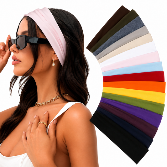 7-Piece Set of Elastic Sports Headbands for Women – Colorful Sweatbands for Yoga, Running, and Fitness